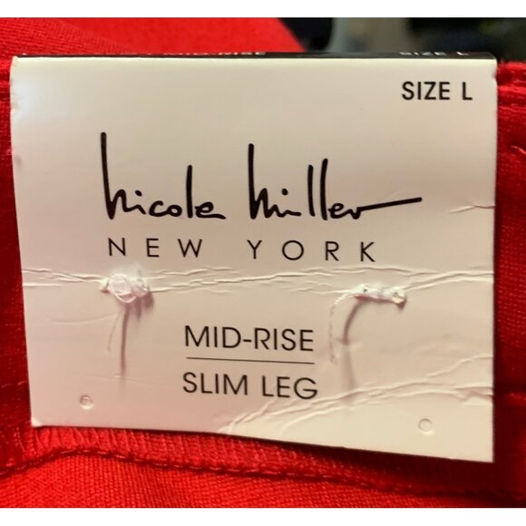 Nicole Miller New York Size Large L Stretch Red Mid-Rise Slim Leg Pants NWT New - Picture 7 of 7